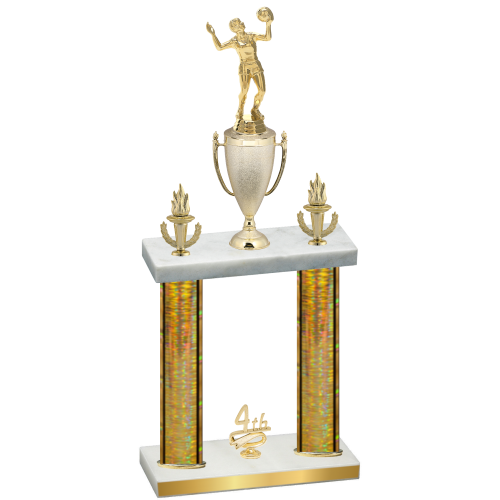 Double Gold Glacier Fourth Place Volleyball Trophy