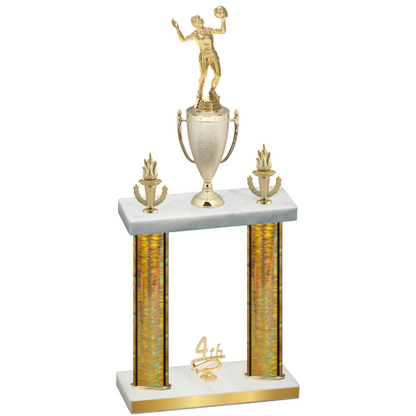 Double Gold Glacier Fourth Place Volleyball Trophy