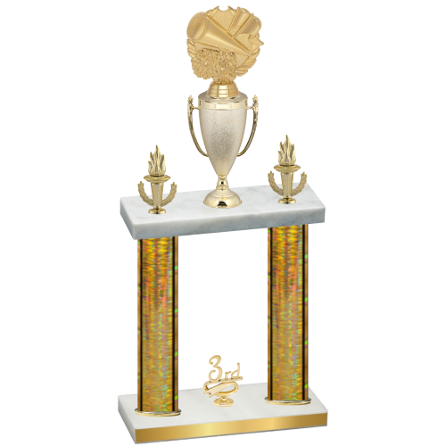 Double Gold Glacier Third Place Cheerleading Trophy