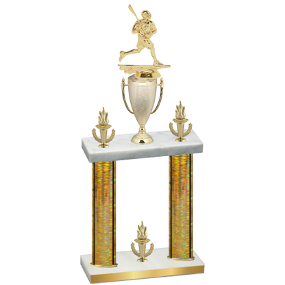 Double Gold Glacier Victory Lacrosse Trophy