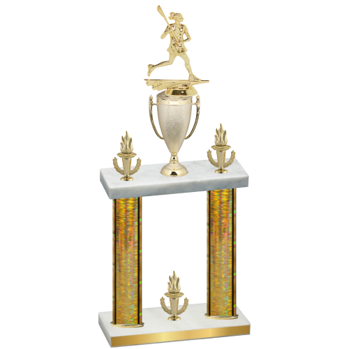 Double Gold Glacier Victory Lacrosse Trophy