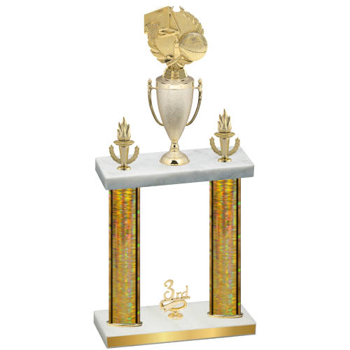 Double Gold Glacier Third Place Basketball Trophy