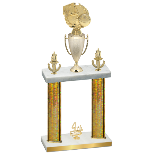 Double Gold Glacier Fourth Place Basketball Trophy