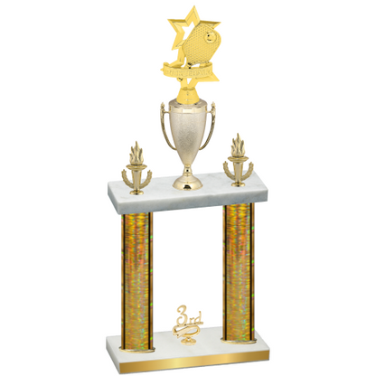 Double Gold Glacier Third Place Pickleball Trophy