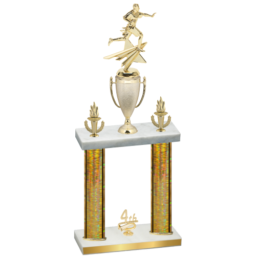 Double Gold Glacier Fourth Place Flag Football Trophy