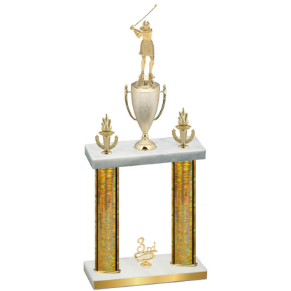 Double Gold Glacier Third Place Golf Trophy