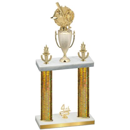 Double Gold Glacier Fourth Place Baseball Trophy