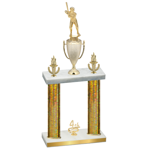 Double Gold Glacier Fourth Place Baseball Trophy