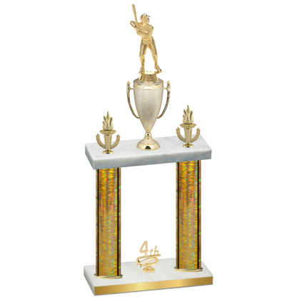 Double Gold Glacier Fourth Place Baseball Trophy