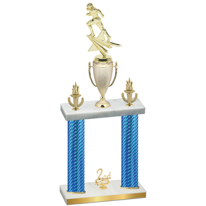 Double Blue Carbon Fiber Second Place Football Trophy