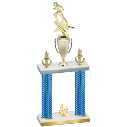 Double Blue Carbon Fiber Fourth Place Football Trophy