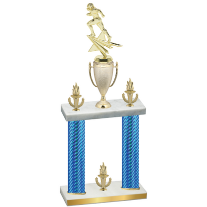Double Blue Carbon Fiber Victory Football Trophy