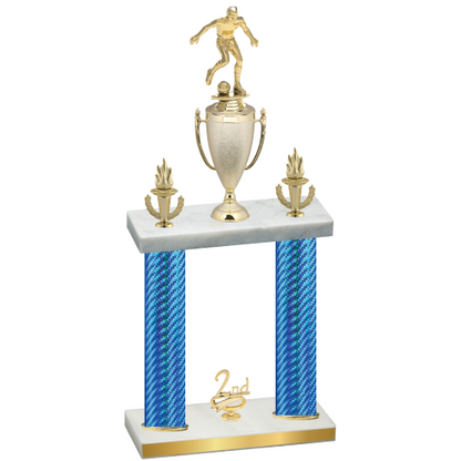 Double Blue Carbon Fiber Second Place Soccer Trophy