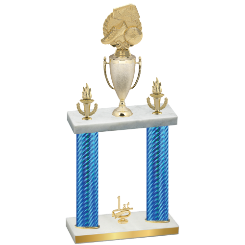 Double Blue Carbon Fiber First Place Soccer Trophy