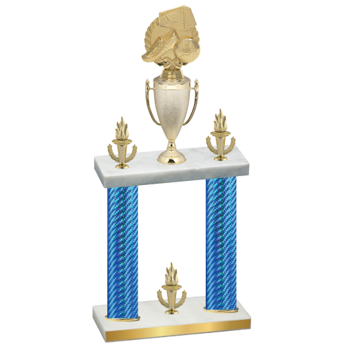 Double Blue Carbon Fiber Victory Soccer Trophy