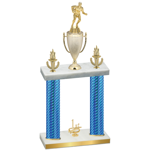 Double Blue Carbon Fiber First Place Rugby Trophy