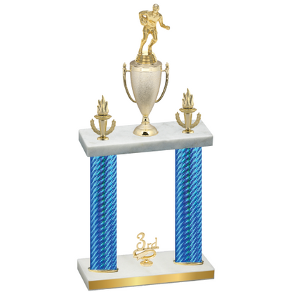 Double Blue Carbon Fiber Third Place Rugby Trophy