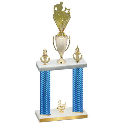 Double Blue Carbon Fiber Third Place Rugby Trophy