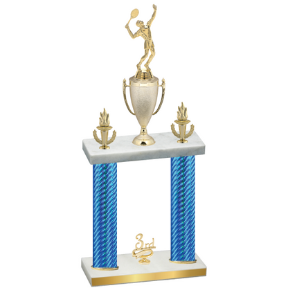 Double Blue Carbon Fiber Third Place Tennis Trophy