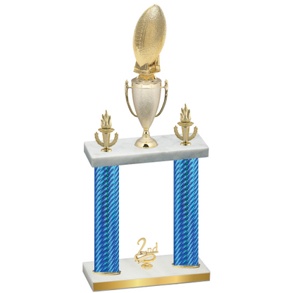 Double Blue Carbon Fiber Second Place Football Trophy