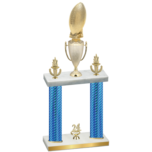 Double Blue Carbon Fiber Year Football Trophy