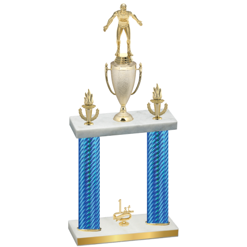 Double Blue Carbon Fiber First Place Wrestling Trophy