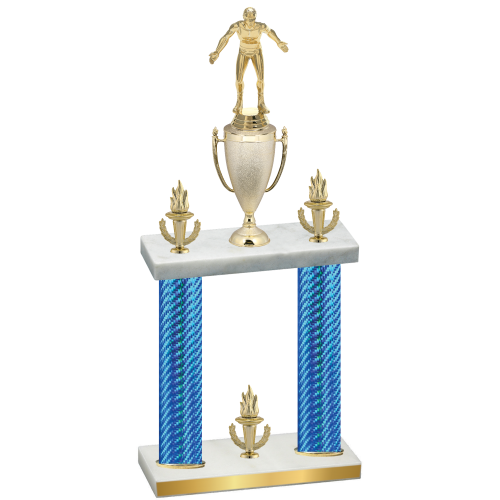 Double Blue Carbon Fiber Victory Wrestling Trophy