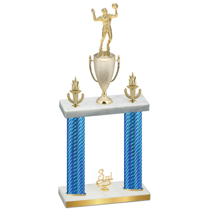 Double Blue Carbon Fiber Third Place Volleyball Trophy
