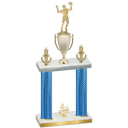 Double Blue Carbon Fiber Fourth Place Volleyball Trophy