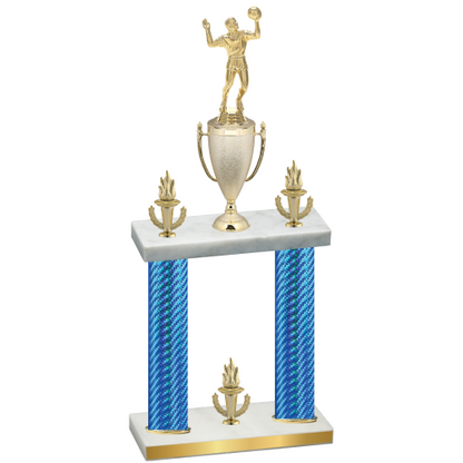 Double Blue Carbon Fiber Victory Volleyball Trophy