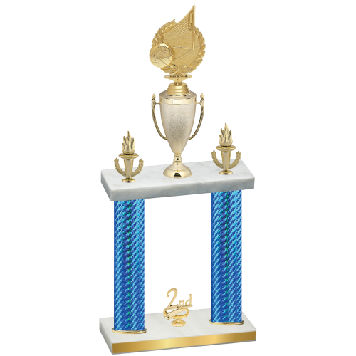 Double Blue Carbon Fiber Second Place Volleyball Trophy