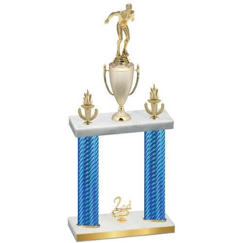 Double Blue Carbon Fiber Second Place Swimming Trophy