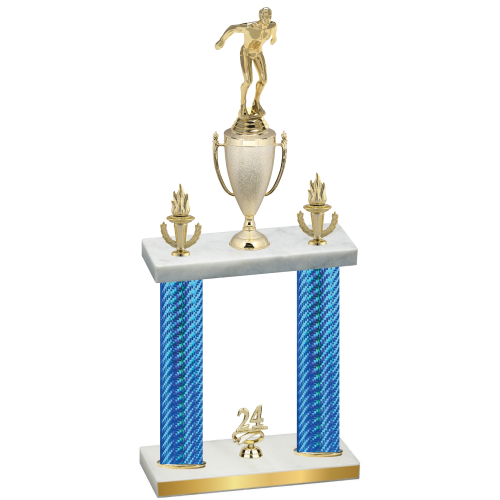 Double Blue Carbon Fiber Year Swimming Trophy
