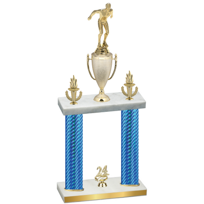 Double Blue Carbon Fiber Year Swimming Trophy
