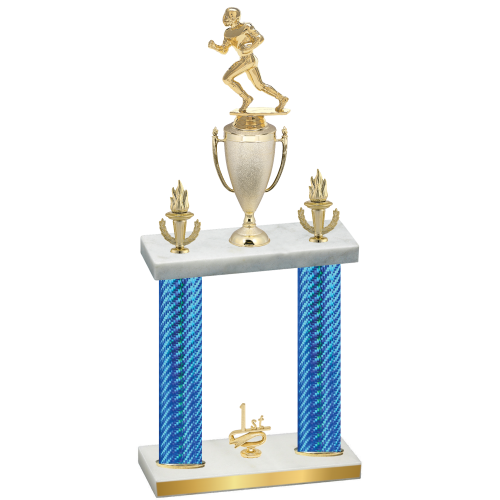 Double Blue Carbon Fiber First Place Football Trophy