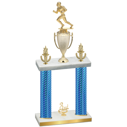Double Blue Carbon Fiber Third Place Football Trophy