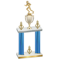 Double Blue Carbon Fiber Victory Football Trophy