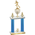 Double Blue Carbon Fiber Year Football Trophy