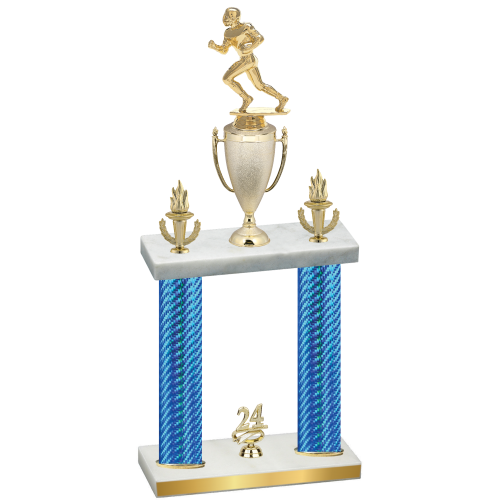 Double Blue Carbon Fiber Year Football Trophy