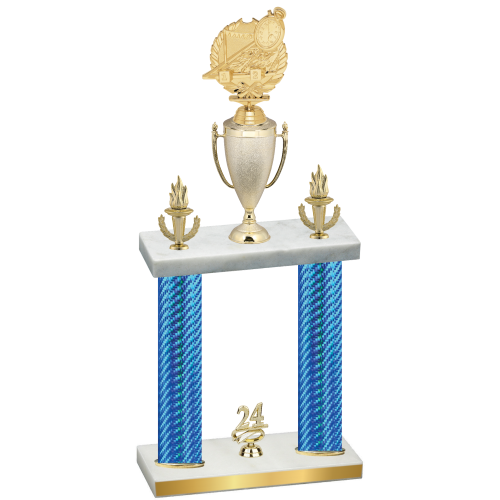 Double Blue Carbon Fiber Year Swimming Trophy