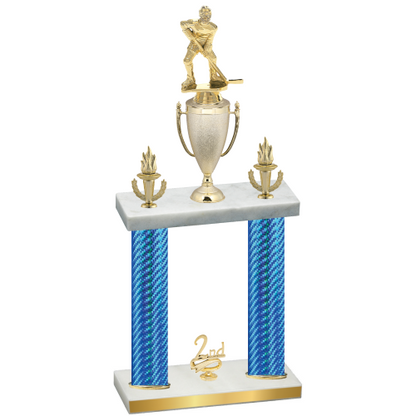 Double Blue Carbon Fiber Second Place Hockey Trophy