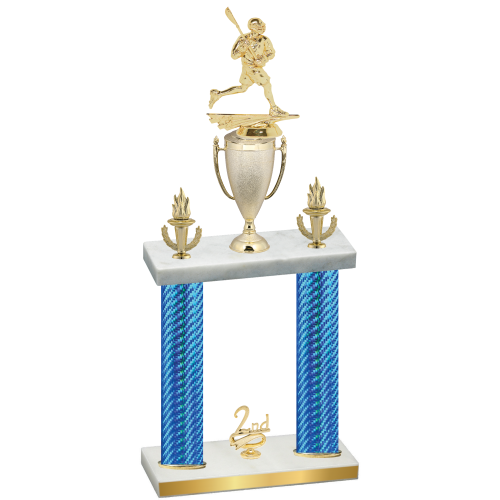 Double Blue Carbon Fiber Second Place Lacrosse Trophy