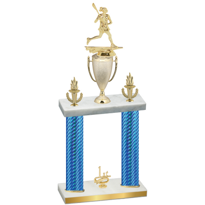 Double Blue Carbon Fiber First Place Lacrosse Trophy
