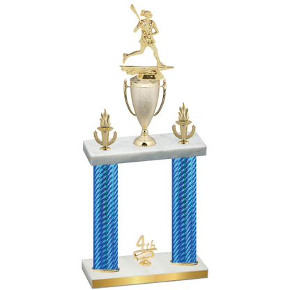 Double Blue Carbon Fiber Fourth Place Lacrosse Trophy