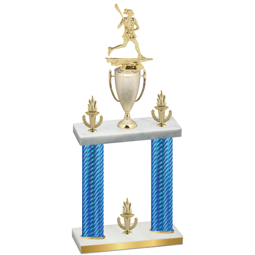 Double Blue Carbon Fiber Victory Lacrosse Trophy