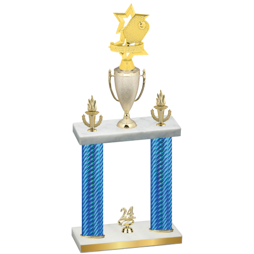 Double Blue Carbon Fiber Year Pickleball Trophy