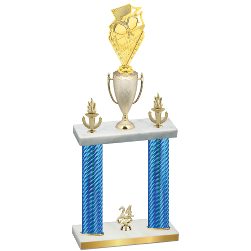 Double Blue Carbon Fiber Year Pickleball Trophy