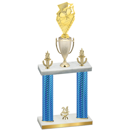 Double Blue Carbon Fiber Year Pickleball Trophy