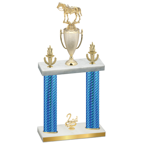 Double Blue Carbon Fiber Second Place Horses Trophy