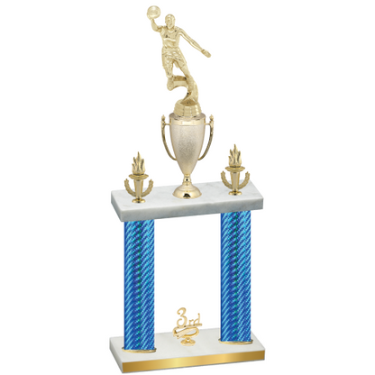 Double Blue Carbon Fiber Third Place Basketball Trophy